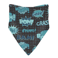 Print Bandana Bib Set of 3 in Midnight Comic Onomatopoeia , Glacier Argyle & Jailhouse Rock Stripe