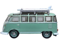 Volkswagen T1 Samba Bus RHD (Right Hand Drive) Green Two-Tone with Surfboards on Roof Rack 1/148 (N) Scale Diecast Model Car by Oxford Diecast