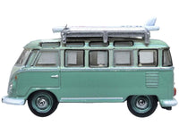Volkswagen T1 Samba Bus RHD (Right Hand Drive) Green Two-Tone with Surfboards on Roof Rack 1/148 (N) Scale Diecast Model Car by Oxford Diecast