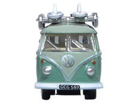 Volkswagen T1 Samba Bus RHD (Right Hand Drive) Green Two-Tone with Surfboards on Roof Rack 1/148 (N) Scale Diecast Model Car by Oxford Diecast