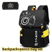 Naruto Anime Backpack, Includes Pencil Case and External Charging Port, Uzumaki Akatsuki School Students Schoolbag Leisure Computer Bag