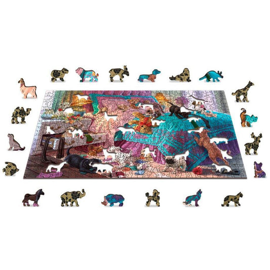 Naughty Puppies 505 Piece Wood Jigsaw Puzzle Wooden City - BIG FRENCHIES