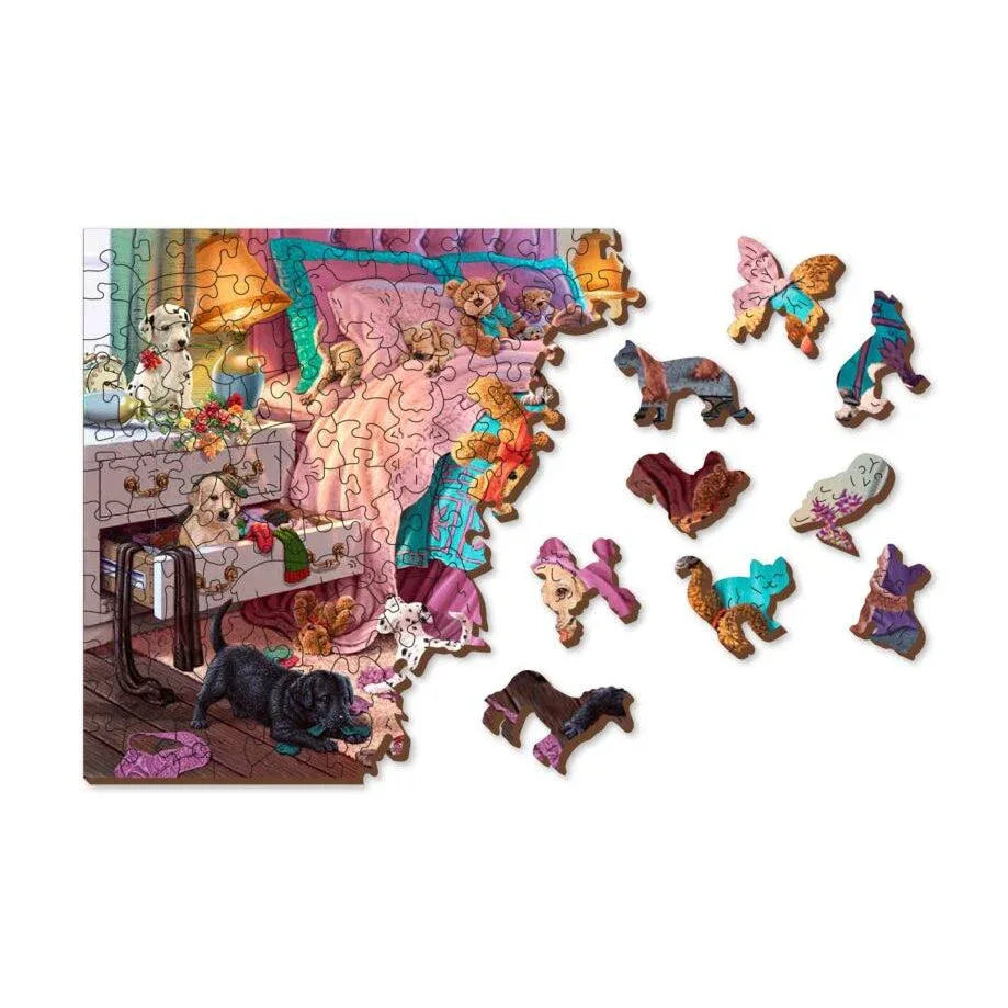 Naughty Puppies 505 Piece Wood Jigsaw Puzzle Wooden City - BIG FRENCHIES