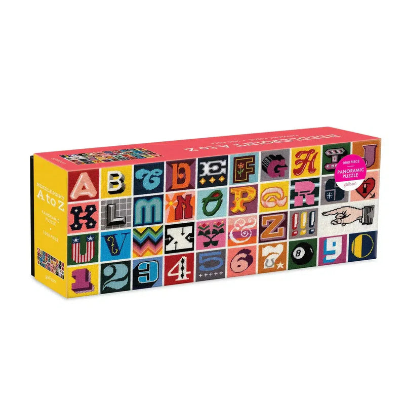 Needlepoint A to Z 1000 Piece Panoramic Jigsaw Puzzle Galison - BIG FRENCHIES