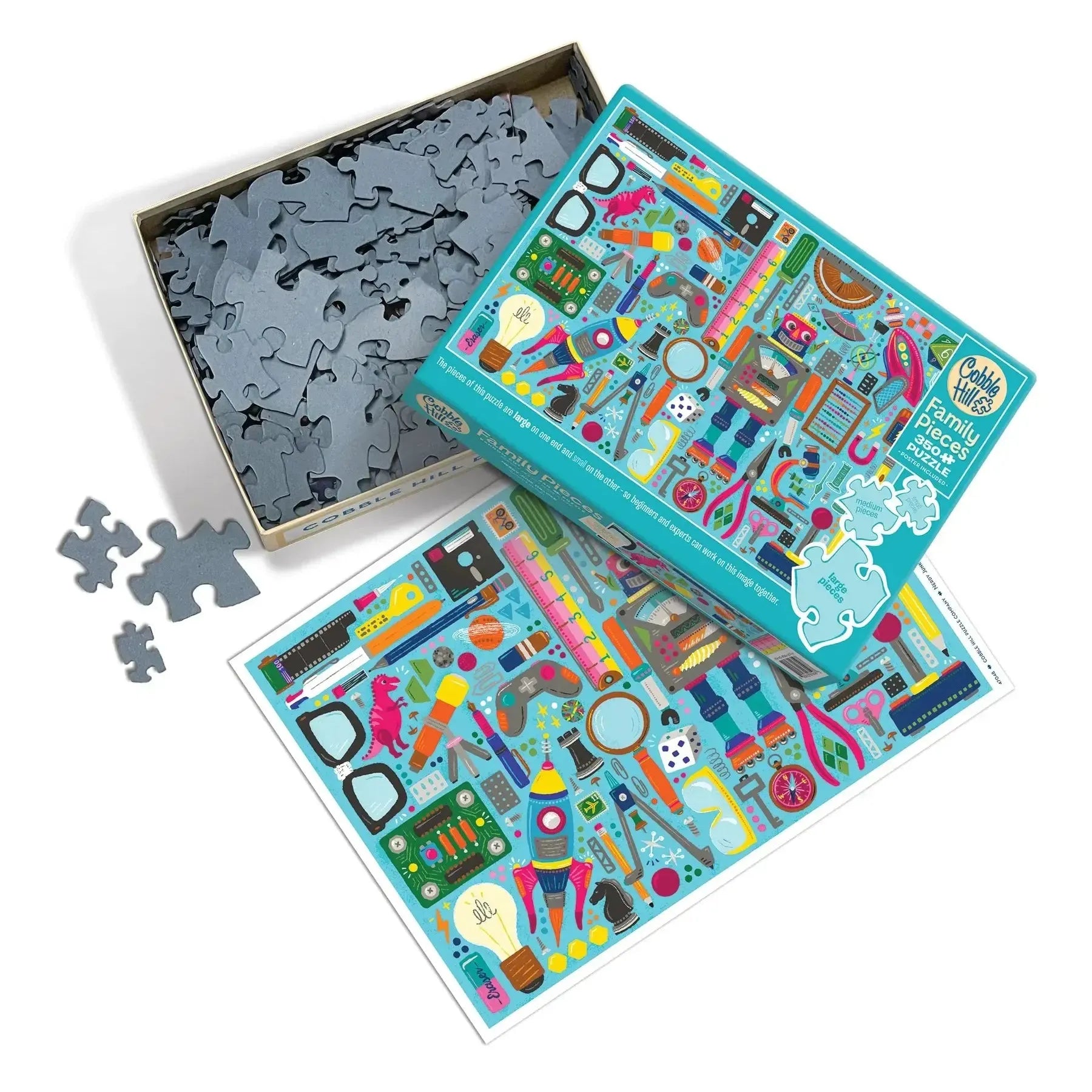Nerdy Junk Drawer 350 Piece Family Jigsaw Puzzle Cobble Hill