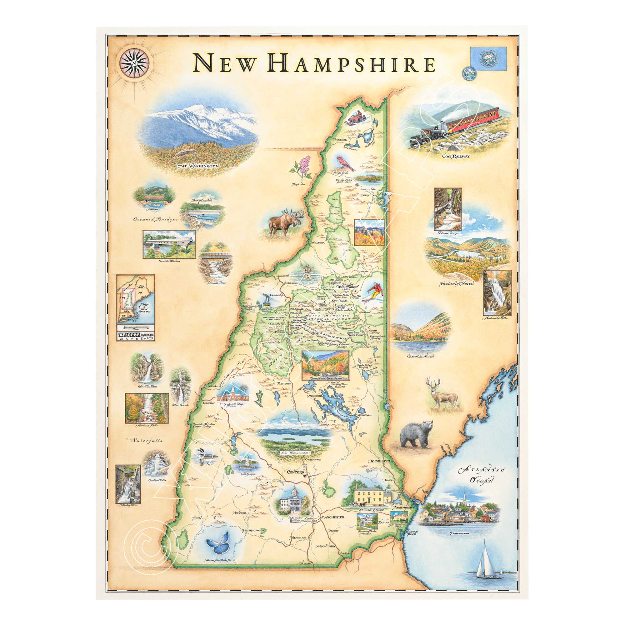 New Hampshire 1000 Piece Jigsaw Puzzle Xplorer Maps