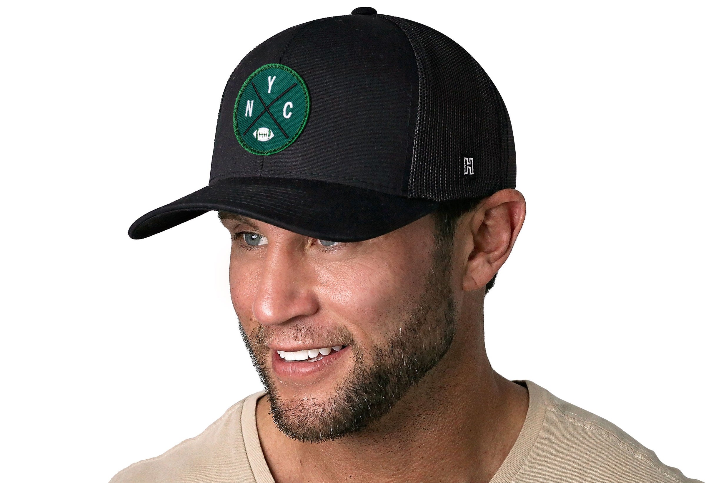 New York Trucker Hat  |  Black NYC X Football Snapback