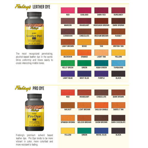 Fiebing’s Alcohol-Based Leather Dye 4 oz. Bundle Black & Brown + Applicator Included