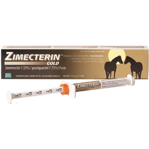 Merial Zimecterin Gold Dewormer Paste Horses 7.35g Treats Tapeworms Bots 1250 lb