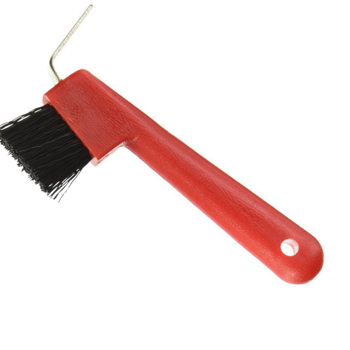 Rubber Horse Hoof Pick & Stiff Brush Grooming Tool Red or Blue