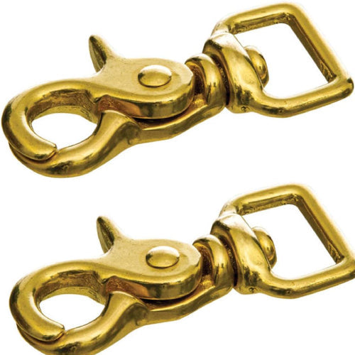 Horse Tack Brass-Plated Trigger Snap Square Eye Snap Loop Eye 2-1/2" 2-Pack