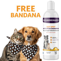 Piccardmeds4pets Hot Spot Anti-Itch Max Strength Pet Shampoo 12 oz. + FREE Bandana!