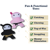 Pink & Black Ninja Love Plush Dog Toy Gift Set – with Squeaker & Crinkle Paper for Fun Play - BIG FRENCHIES