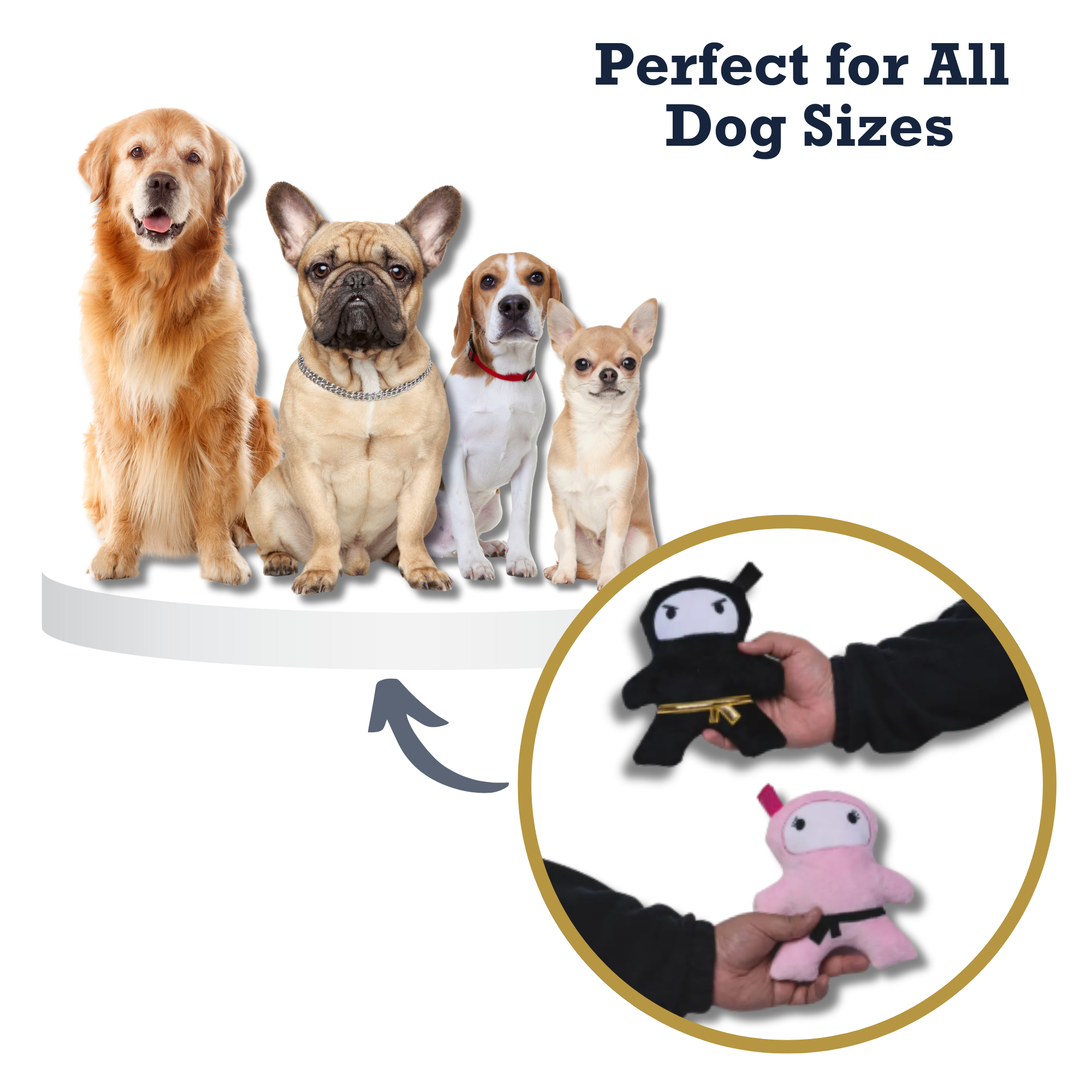 Pink & Black Ninja Love Plush Dog Toy Gift Set – with Squeaker & Crinkle Paper for Fun Play - BIG FRENCHIES