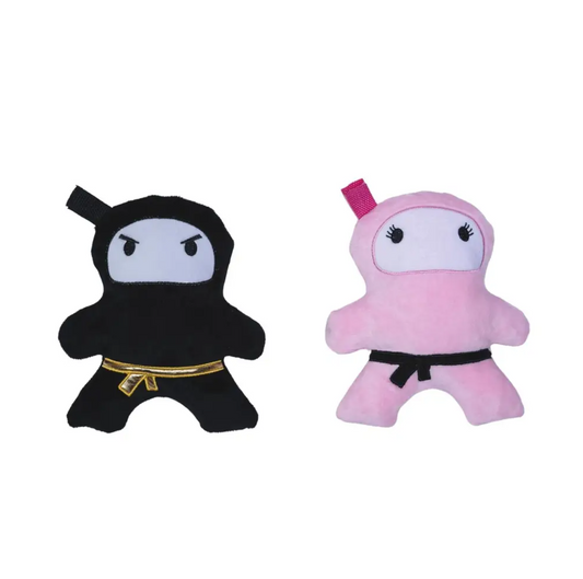 Pink & Black Ninja Love Plush Dog Toy Gift Set – with Squeaker & Crinkle Paper for Fun Play - BIG FRENCHIES