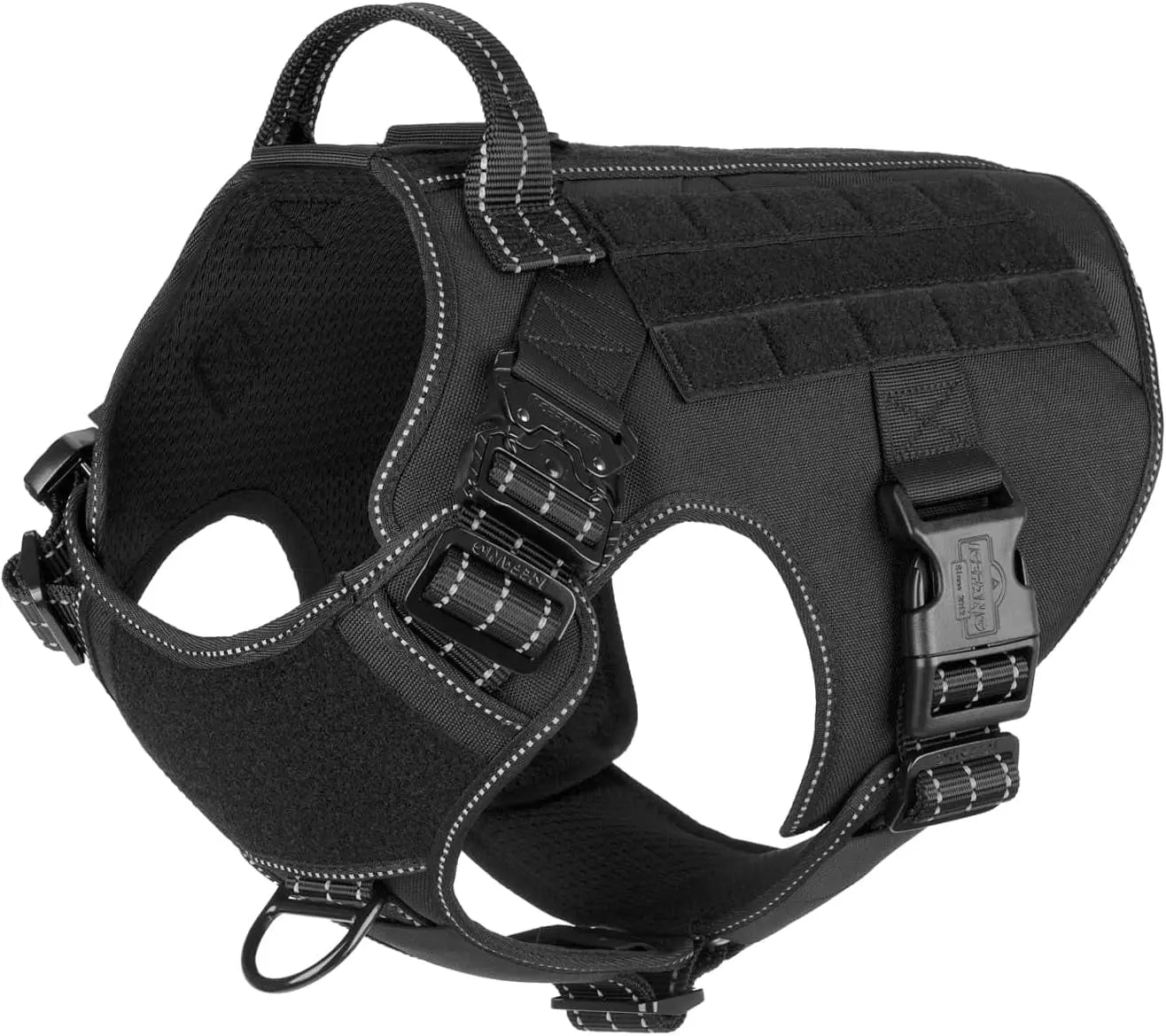 No-Pull Tactical Dog Harness with Handle & MOLLE Vest Adjustable