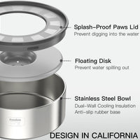 No Spill Dog Water Bowl 1 Gallon Stainless Steel Slow Feeder Non Slip