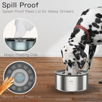 No Spill Dog Water Bowl 1 Gallon Stainless Steel Slow Feeder Non Slip