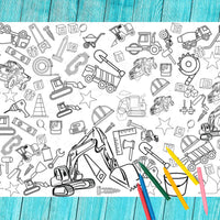 Construction Birthday Coloring Tablecloth - BIG FRENCHIES