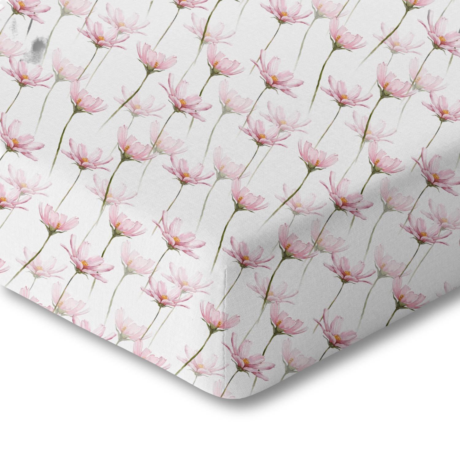 Organic Crib Sheet - Pink Petals - BIG FRENCHIES