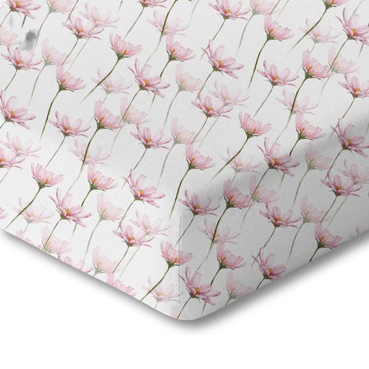 Organic Crib Sheet - Pink Petals - BIG FRENCHIES