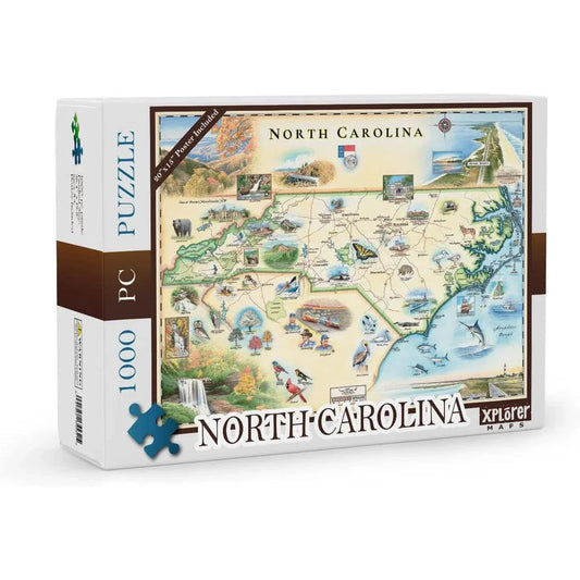 North Carolina 1000 Piece Jigsaw Puzzle Xplorer Maps - BIG FRENCHIES