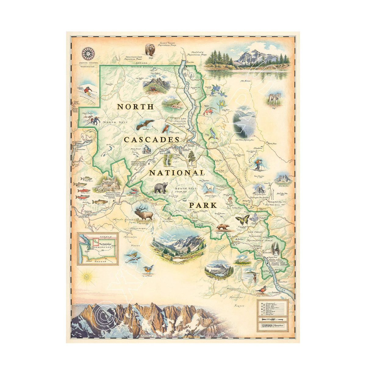 North Cascades 1000 Piece Jigsaw Puzzle Xplorer Maps - BIG FRENCHIES