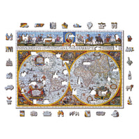 Nova Terrarum Antique Map 750 Piece Wood Jigsaw Puzzle Wooden City