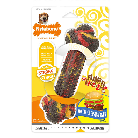 Flavor Frenzy Strong Chew Dog Toy Bacon Cheeseburger - BIG FRENCHIES