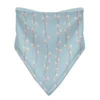 Print Bandana Bib Set of 3 in Spring Sky Pussy Willows, Natural and April Showers Stripe