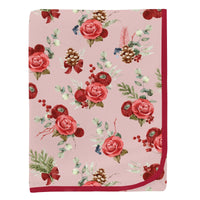 Print Swaddling Blanket in Baby Rose Holiday Floral