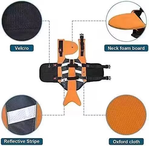 Dog Life Jacket with Rescue Handle & Reflective Strips-Pet Apparel-BIG FRENCHIES-Jane's Pet Boutique