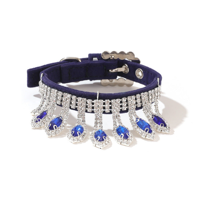 Crystal Chandelier Gemstone Pet Collar 4 Color-Pet Collars & Leashes-BIG FRENCHIES-Jane's Pet Boutique
