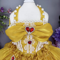 Handmade Golden Heart Jewel Dog Dress