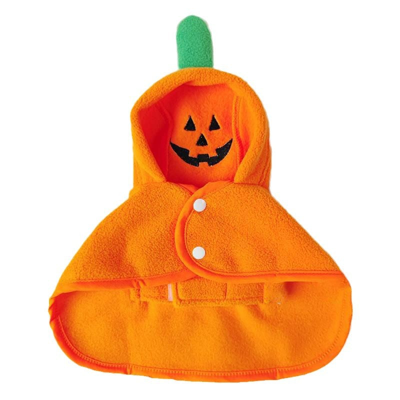 Dog Pumpkin Hooded Cape with Fleece & Snap Buttons-Pet Apparel-BIG FRENCHIES-Jane's Pet Boutique