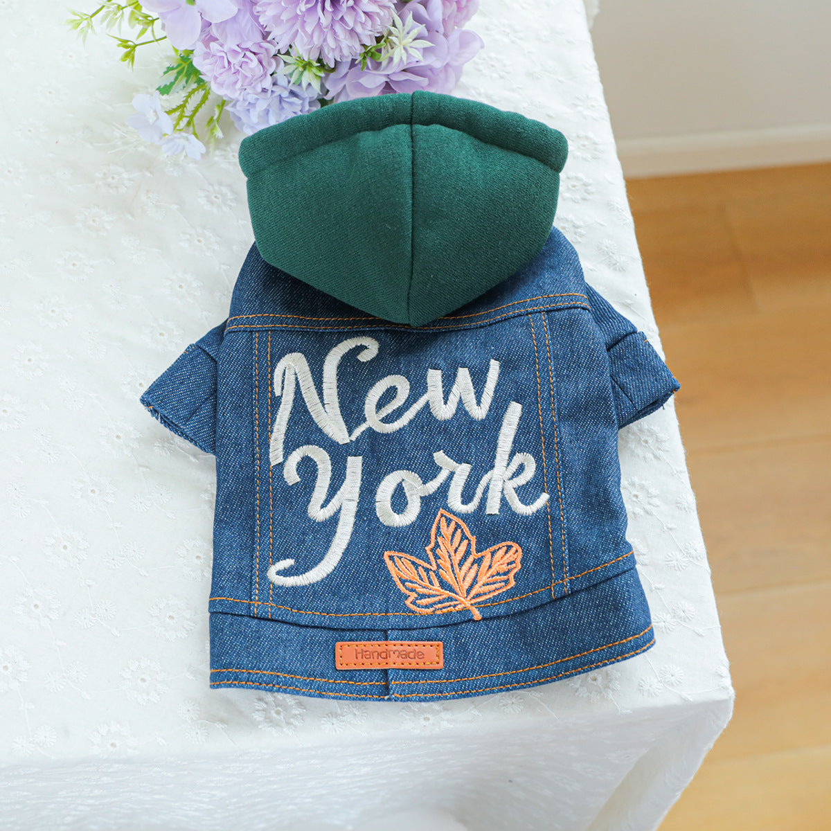 Dog outfit denim jacket hoodie-Pet Apparel-BIG FRENCHIES-Jane's Pet Boutique