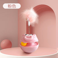 Interactive Tumbler Cat Toy with Feather Teaser & Ball - Self-Play