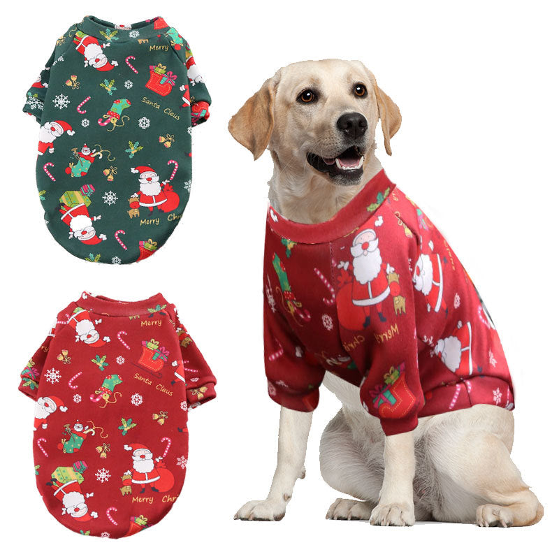 Dog & Cat Christmas Pullover • Warm Fleece, Santa Print-Pet Apparel-BIG FRENCHIES-Jane's Pet Boutique