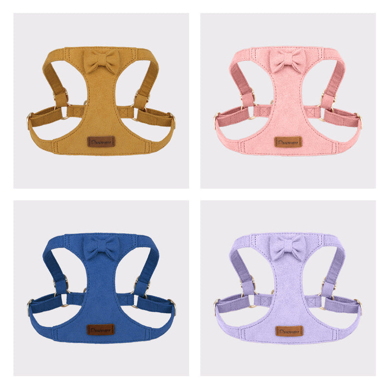 Pet Harness & Leash Set – Soft Suede Bow Design, 4 Colors-Pet Collars & Leashes-BIG FRENCHIES-Jane's Pet Boutique