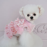Pet Velvet Layered Tulle Dress with Bow