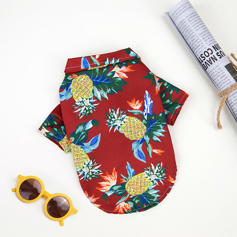 Hawaiian Pet Beach Shirt – Tropical Print Summer Outfit-Pet Apparel-BIG FRENCHIES-Jane's Pet Boutique