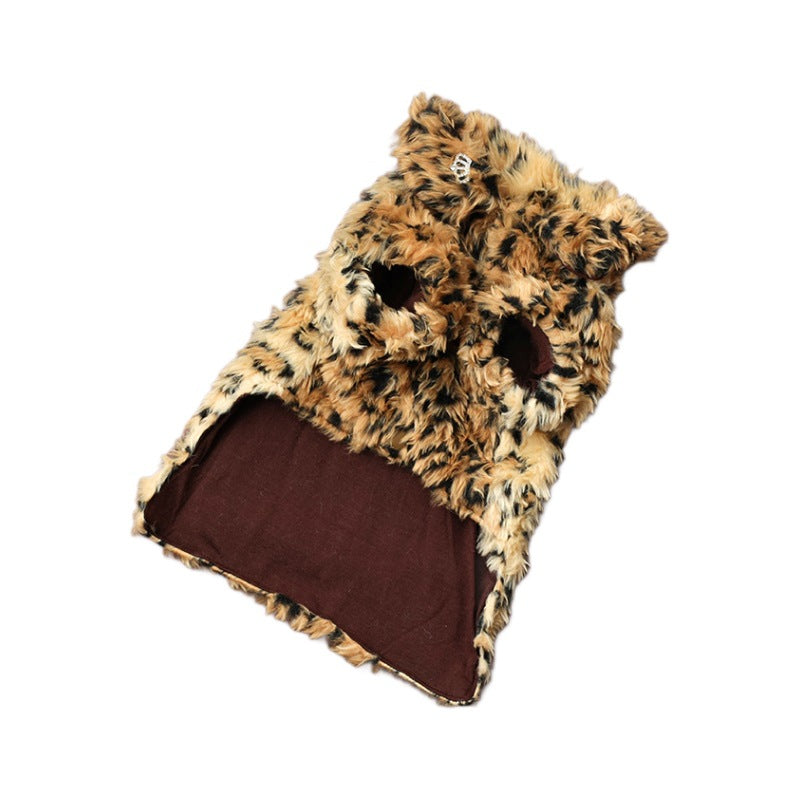 Dog coat leopard fur-Pet Apparel-BIG FRENCHIES-Jane's Pet Boutique