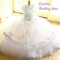 Handmade Victorian Inspired White Crinoline Unique Pet Clothes Dog Wedding Dress Elegant Bridal Gown
