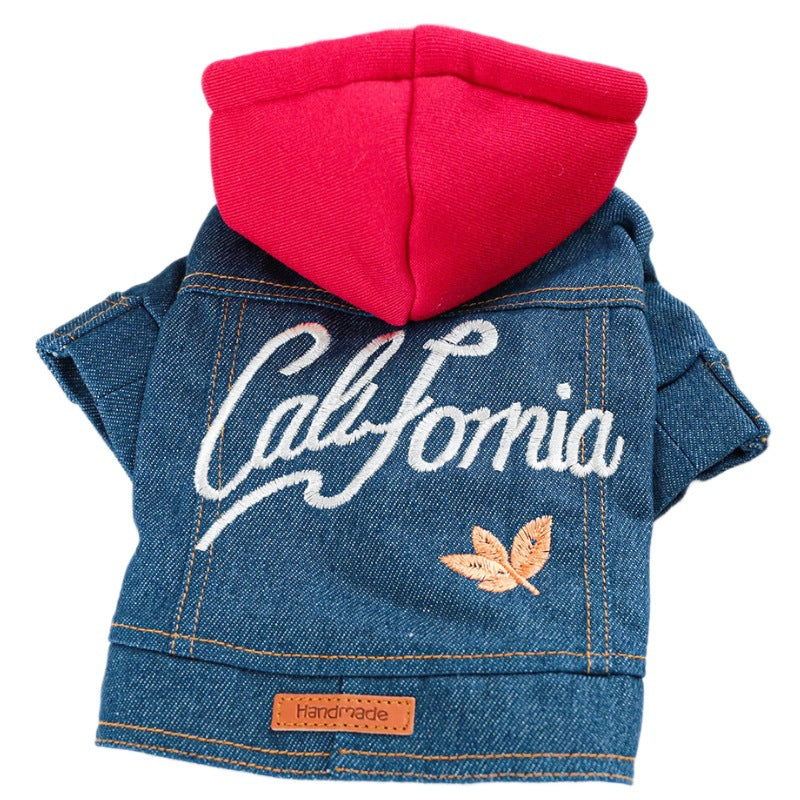 Dog outfit denim jacket hoodie-Pet Apparel-BIG FRENCHIES-Jane's Pet Boutique