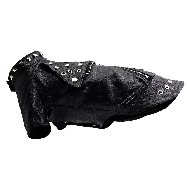 Dog Leather Jacket with Studs – Punk Rock Style-Pet Apparel-BIG FRENCHIES-Jane's Pet Boutique
