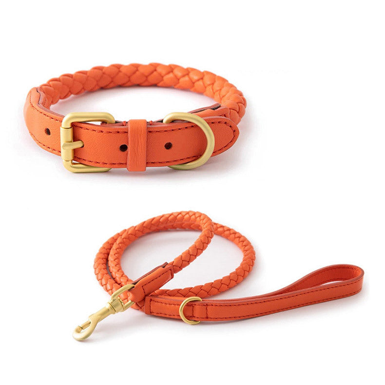 Luxury Braided Leather Dog Collar+Leash Set – Eco-Friendly, Durable, Stylish-pet collar-BIG FRENCHIES-Jane's Pet Boutique
