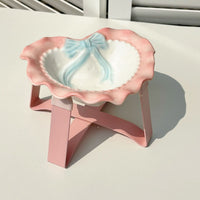 Ceramic Pet Bowl with Bow – Raised Cute Design