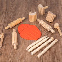 Solid Wood Mini Rolling Pin Rolling Pin Roller Seal Toy Set