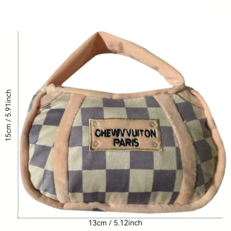 Dog toy plush purse plaid-Pet Toys-BIG FRENCHIES-Jane's Pet Boutique