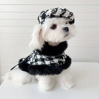Dog cape+hat+leash sets Houndstooth